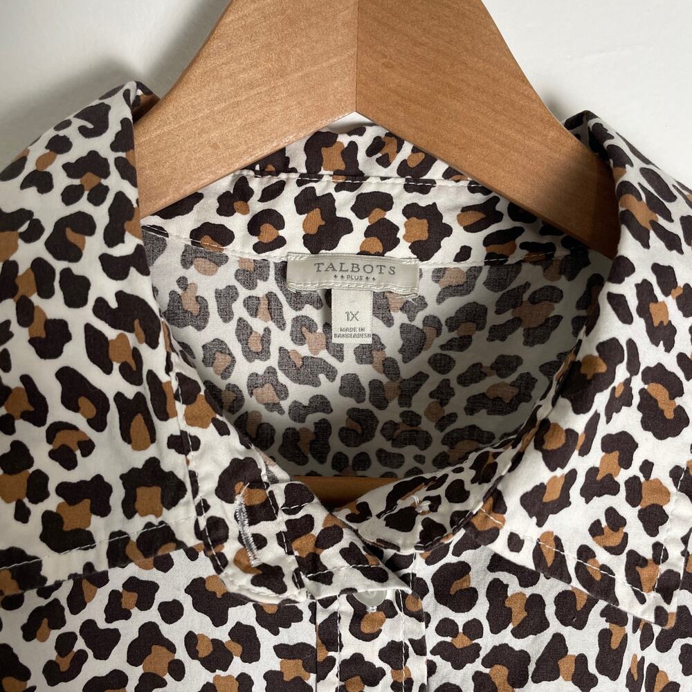 Talbots Plus Women’s 1x Leopard Print Button Down… - image 2